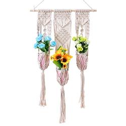 ? Handmade Weaved Tapestry Macrame Plant Flower Pot Hanging Holder Hanger Home Garden Balcony Courtyard Decoration