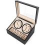 SHZICMY Automatic Watch Winder Display Box, 4+6 Automatic Rotation Leather Wood Watch Winder Storage Display Boxes Watch Case (USA Stock) (Black)