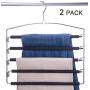 Nature Smile Clothes Pants Hangers 2pack - Multi Layers Metal Pants Slack Hangers,Non-Slip Foam Padd 4-Tier Swing Arm Pants Hangers Rack,Closet Storage Organizer for Trousers Jeans Scarf Hanging