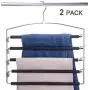 Nature Smile Clothes Pants Hangers 2pack - Multi Layers Metal Pants Slack Hangers,Non-Slip Foam Padd 4-Tier Swing Arm Pants Hangers Rack,Closet Storage Organizer for Trousers Jeans Scarf Hanging