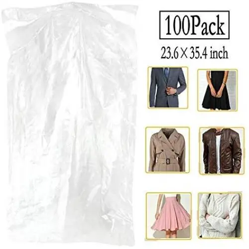 100 Pack Garment Bag Transparent Clothing Dust Cover Dustproof Hanging Clothes Suit Dress Jacket Cover for Dry Cleaner, Home Storage,Travel, Clothes Storage Closet,23.6 x 35.4 inches 100 Pack Garment Bag Transparent Clothing Dust Cover Dustproof Hanging Clothes Suit Dress Jacket Cover for Dry Cleaner, Home Storage,Travel, Clothes Storage Closet,23.6 x 35.4 inches
