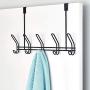 Over The Door Hanger - Black 10 Hook Rack Heavy Duty Stainless Steel for Coat, Hat, Robe, Towel, Bedroom, Closet, and Bathroom, 3.75" x 18.75" x 11" Door Hook
