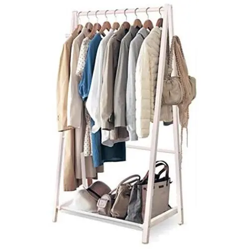 TongN Coat Racks Solid Wood Floor-Standing Hanger Bedroom Triangle Folding Clothes Shelf 76 56 151cm (Color : White)