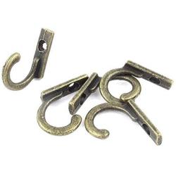 50PCS 22x21x8mm Small antique decorative single hook for clothes wall hanger Robe Coat Wall Hanging Hooks Bronze Tone