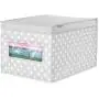 mDesign Soft Stackable Fabric Closet Storage Organizer Holder Boxes - Clear Window, Attached Hinged Lid, for Child/Kids Room, Nursery, Playroom - Polka Dot Print - Large - Gray with White Dots mDesign Soft Stackable Fabric Closet Storage Organizer Holder Boxes - Clear Window, Attached Hinged Lid, for Child/Kids Room, Nursery, Playroom - Polka Dot Print - Large - Gray with White Dots