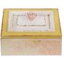 NIKKY HOME Antique Wooden Case Keepsake Storage Boxes with Lid and Floral Handle, 9.84 x 7.87 x 5.51 Inches, Pale Pink and Yellow