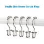 Titanker Shower Curtain Hooks Rings, Rust-Resistant Metal Double Glide Shower Hooks for Bathroom Shower Rods Curtains, Set of 12 Hooks - Nickel