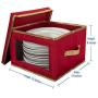 Simplify Holiday Dinner Plate Dinnerware Storage Boxes with 12 Felt Dividers, China Tableware Containers Set, Red