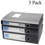 H&W 3 Pack, A4 Storage Archives Cases File Boxes Plastic with Lid, Boxes File, Height 35 55 75mm,Black (WG3-Z3)