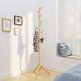 BAMEOS Bamboo Tree Coat Rack Stand- Easy Assembly NO Tools Required - 3 Adjustable Sizes Free Standing Coat Rack, Coat Hanger Stand for Clothes, Suits, Accessories(8 Hooks,Natural Color)