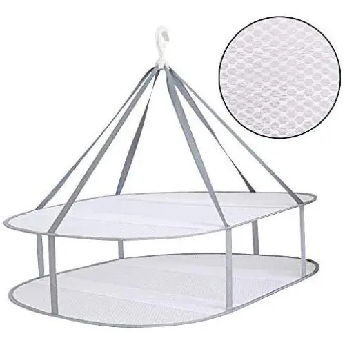 AYE Large Size Sweater Hanging Dryer, 2 Tier Folding Drying Rack, Lay Flat to Dry Mesh Clothes Hanger for Sweater, Delicates and Swimsuit AYE Large Size Sweater Hanging Dryer, 2 Tier Folding Drying Rack, Lay Flat to Dry Mesh Clothes Hanger for Sweater, Delicates and Swimsuit