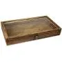 Mooca Wood Glass Top Jewelry Display Case, Wooden Jewelry Tray for Collectibles, Home Organization, Accessories Storage Boxes with Metal Clasp and Black Velvet Pad, Brown