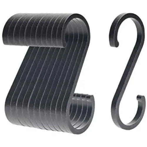 WINCANG 12 Pack S Hooks Black Aluminum S Shaped Hooks Heavy Duty Lightweight S Hanging Hangers Hooks for Pots, Pans,Plants, Cups, Bags,Clothes,Towels WINCANG 12 Pack S Hooks Black Aluminum S Shaped Hooks Heavy Duty Lightweight S Hanging Hangers Hooks for Pots, Pans,Plants, Cups, Bags,Clothes,Towels