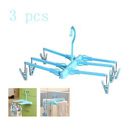 HJYPYJ Magic Hanger,Portable PP Folding Hanger,with Clip Space-Saving Organizer Hangers, Windproof/Random Color / 3 pcs