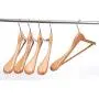 JS HANGER 6-Pack Wooden Hangers Nature Finish Wide Shoulder Hangers JS HANGER 6-Pack Wooden Hangers Nature Finish Wide Shoulder Hangers