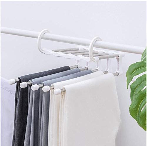 5 in 1 Pants Storage Rack Multifunctional Stainless Steel Clothes Holder Belt Coat Hanger Scarf Trousers Drying Rack Storage 5pcs Random Color