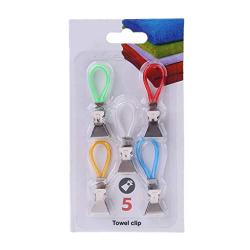 Flosky 5pcs Tea Towel Clips Pegs Hanger Clothes Hanging on Hook Loops Organizer Kitchen