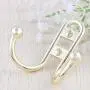 HoveBeaty Double Prong Robe Hook Rustic Hooks Retro Cloth Hanger with Ball End 5 Pack (Gold)
