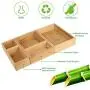 5-Piece Storage Boxes Dividers Set & Drawer Organizer with 100% Natural Bamboo, Silverware Tray for Office Desk Supplies and Accessories, Bathroom & Kitchen