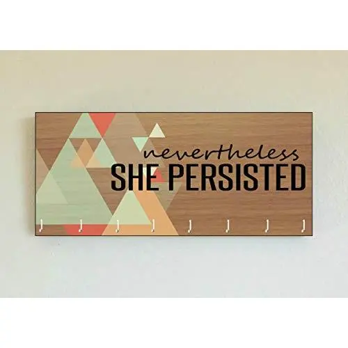 Race Medal Holder/Running Medal Hanger NEVERTHELESS SHE PERSISTED- Wood Wall Mounted Medal Organizer. CUSTOMIZATION Available