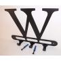 Capital Letter W Monogram Wall Hook Hanger. Satin Black. Solid Steel. Screws Included.