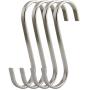 RuiLing Premium 4-Pack Size Extra Large Brushed Stainless Flat S Hooks Kitchen Pot Pan Hanger Clothes Storage Rack, XXL, Metal