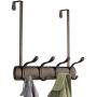 mDesign Decorative Over Door 8 Hook Metal Storage - Long Easy Reach Organizer Rack for Jackets, Coats, Hoodies, Hats, Scarves, Purses, Leashes, Bath Towels, Robes, Men, Womens Clothing - Bronze