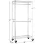 Finnhomy Heavy Duty Rolling Garment Rack Clothes Rack with Double Hanger Rods and Shelves, Portable Closet Organizer with Wheels, 1″ Diameter Thicken Steel Tube Hold Up to 300Lbs, Chrome