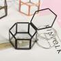 Feyarl Jewelry Trinket Glass Boxes Ornate Ring Earring Boxes Preserved Flower Glass Boxes Organizer Decorative Boxes Storage (Black)