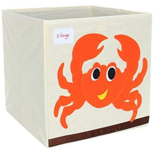 PICCOCASA Foldable Toy Storage Bins Square Cartoon Animal Storage Boxes Eco-Friendly Fabric Storage Cubes Organizer for Bedroom Playroom No Lid Red Crab Pattern 13