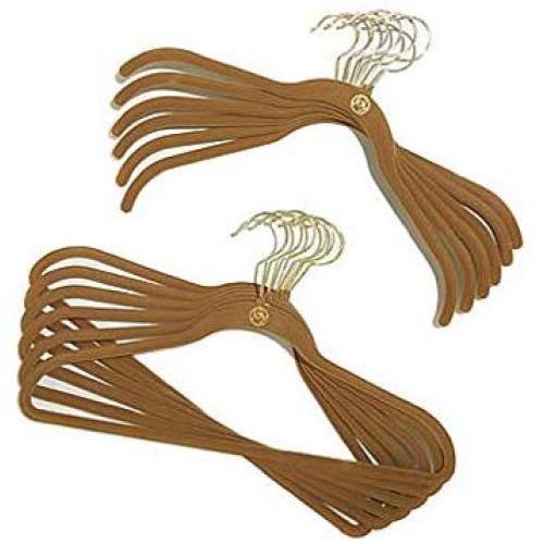 JOY Mangano 100-piece Huggable Hangers Set, Rich Camel with Brass