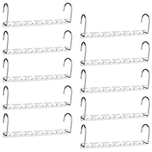 TOPIND Stainless Steel Metal Hangers Space Saving Organizer Clothing Hangers, Vertical Clothes Hangers for Wardrobe Space Saver,Closet Organization Hangers Wardrobe Storage Accessories (10 pcs)