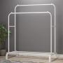 UDEAR Garment Rack Freestanding Hanger Double Pole Multi-Functional Bedroom Clothing Rack, White UDEAR Garment Rack Freestanding Hanger Double Pole Multi-Functional Bedroom Clothing Rack, White