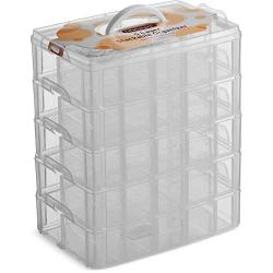 LifeSmart USA Stackable Storage Container Clear 50 Adjustable Compartments Compatible with Lego Dimensions LOL Surprise Littlest Pet Shop Arts and Crafts and More (5 Tier)