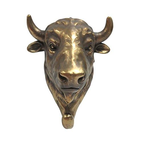 Pacific Giftware Wild Animal Head Single Wall Hook Hanger Animal Shape Rustic Faux Bronze Decorative Wall Sculpture (Bull)