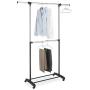 Whitmor Adjustable 2-Rod Garment Rack - Rolling Clothes Organizer - Black and Chrome