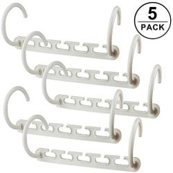 COCIVIVRE Closet Space Saving Hangers, 5 Pack Multi-Purpose Plastic Magic Hangers Cascading Hanger Updated Hook Design Plastic Sturdy Hangers for Organizing Wardrobe Clothing Hanger (White)