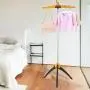Multi Functional Free Standing Collapsible Clothes Drying Rack,Durable Constuction Collapsible Clothes Drying Rack Foldable Tripod Hanger Stand Portable Indoor/Outdoor (Yellow)
