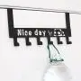 OUSHINAN Over The Door Hook Hanger, Heavy-Duty Organizer for Coat, Towel, Bag, Robe - 6 Hooks, Brush Finish (Black)