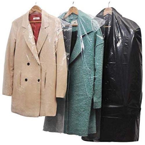 100 Pack Garment Bag Transparent Clothing Dust Cover Dustproof Hanging Clothes Suit Dress Jacket Cover for Dry Cleaner, Home Storage,Travel, Clothes Storage Closet,23.6 x 35.4 inches