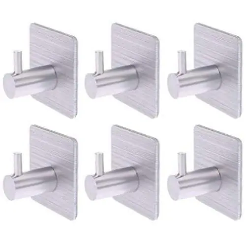 Cher9 6 Pcs Self Adhesive Hooks Home Kitchen Wall Door Hook Clothes Coat Bag Key Hanger Bathroom Towel Holder Storage Rack Aluminum Cher9 6 Pcs Self Adhesive Hooks Home Kitchen Wall Door Hook Clothes Coat Bag Key Hanger Bathroom Towel Holder Storage Rack Aluminum