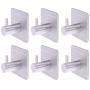 Cher9 6 Pcs Self Adhesive Hooks Home Kitchen Wall Door Hook Clothes Coat Bag Key Hanger Bathroom Towel Holder Storage Rack Aluminum
