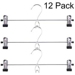 Tosnail 12 Pack Skirt Hangers Add-On Hangers Stackable Hangers Cascading Hangers Pants Hangers with Clips