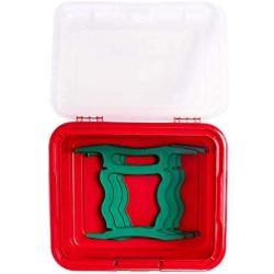 HOMZ Container with 4 Cord Wraps, Base and Clear Lid, Set of 4 Plastic Holiday Light Storage Box, 4 Pack, Red, Green