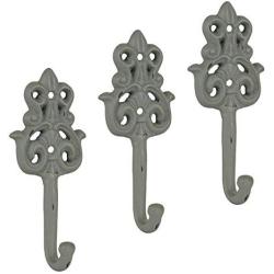 SHEFFIELD HOME Wall Hooks, Cast Iron, Rustic Chic Shabby Vintage Style, Farmhouse Decor, Clothes Hanging Idea for Hats, Coats, Scarves, Bags Closets, Wall Hanging, Rustic Key Hooks, (Set of 3)