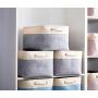 DECOMOMO Extra Large Foldable Storage Bin [3-Pack] Collapsible Sturdy Cationic Fabric Storage Basket Cube W/Handles for Organizing Shelf Nursery Home Closet & Office - Grey & Beige 15.8 x 12.5 x 10
