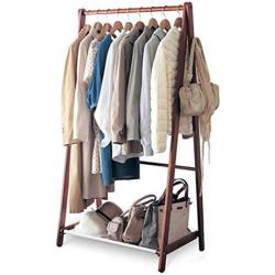 Angels home Standing Coat Racks 151CM Wooden Folding Hall Trees Coat Rack Stand Shoe Rack Hooks Clothes Stand Tree Stylish Wooden Hat Coat Rail Stand Rack Clothes Jacket Storage Hanger Organiser