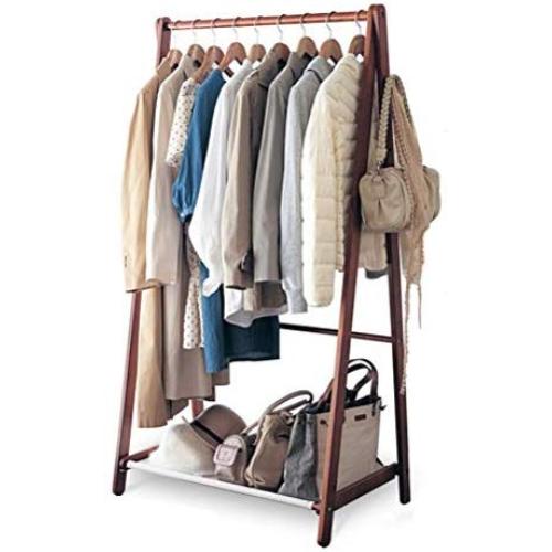 Angels home Standing Coat Racks 151CM Wooden Folding Hall Trees Coat Rack Stand Shoe Rack Hooks Clothes Stand Tree Stylish Wooden Hat Coat Rail Stand Rack Clothes Jacket Storage Hanger Organiser