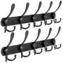WHITGO Wall Mounted Coat Hook, 2 Packs 15 Hooks Stainless Steel Coat Hook Rail for Coat Hat Towel Purse Robes Bathroom Closet Room