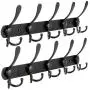 WHITGO Wall Mounted Coat Hook, 2 Packs 15 Hooks Stainless Steel Coat Hook Rail for Coat Hat Towel Purse Robes Bathroom Closet Room